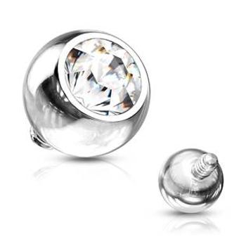 Šperky4U Ozdobný kulička s kamínem k mikrodermálu, průměr 2 mm, čirá barva - MD019-02C