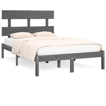 Rám postele šedý masivní dřevo 140 × 190 cm, 3104655 (3104655)