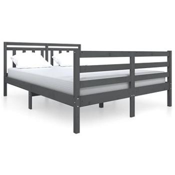 Rám postele šedý masivní dřevo 140 × 190 cm, 3100636 (3100636)