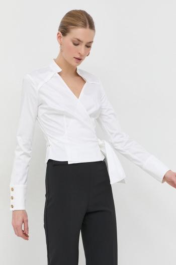 Košile Elisabetta Franchi dámská, bílá barva, slim, se stojáčkem
