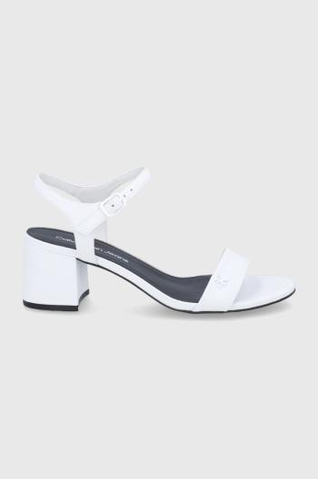 Kožené sandály Calvin Klein Jeans bílá barva