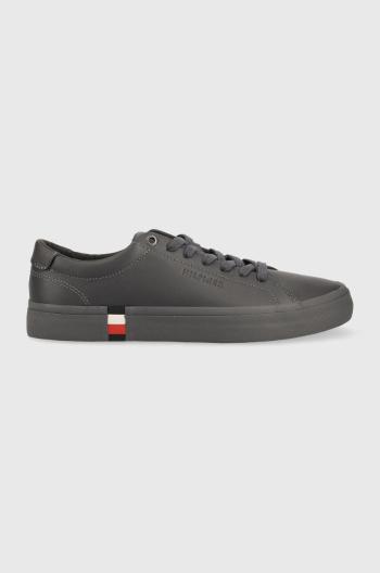 Kožené sneakers boty Tommy Hilfiger Modern Vulc Corporate šedá barva