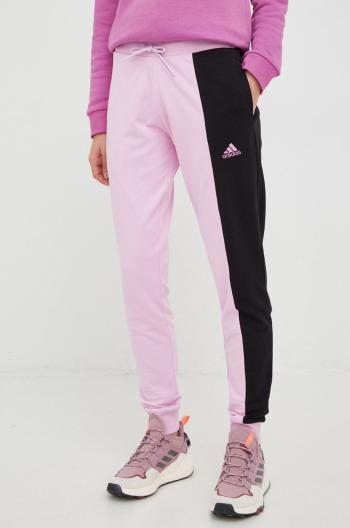 Tepláky adidas dámské, růžová barva, vzorované