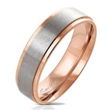 Šperky4U Dámský ocelový prsten zlacený, šíře 6 mm - velikost 57 - OPR0074-6-55