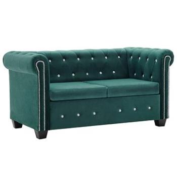 Sedačka Chesterfield dvousedačka ze sametu 146 x 75 x 72 cm zelená (247149)