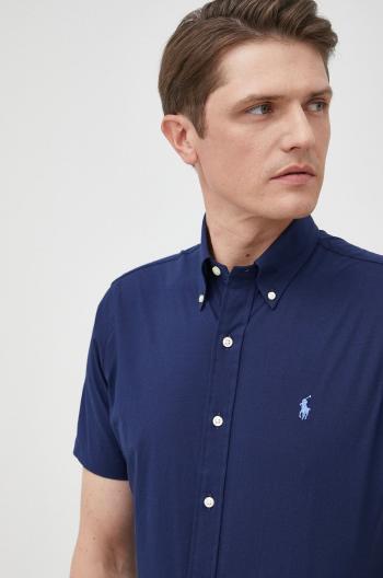 Košile Polo Ralph Lauren pánská, tmavomodrá barva, regular, s límečkem button-down