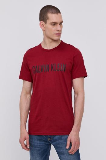 Pyžamové tričko Calvin Klein Underwear vínová barva, s potiskem