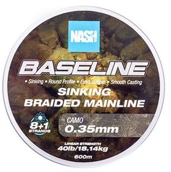 Nash splétaná šňůra baseline sinking braid camo 600 m - 0,35 mm 18,14 kg