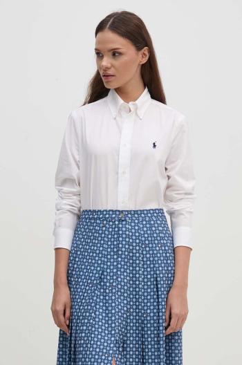 Košile Polo Ralph Lauren dámská, bílá barva, regular, s klasickým límcem, 211941509