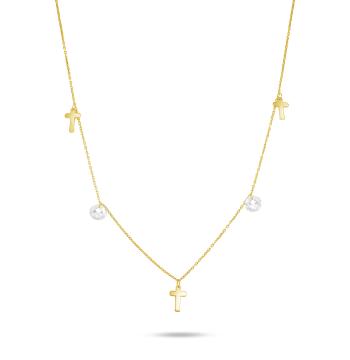 Brilio Stylový náhrdelník ze žlutého zlata s křížky NCL059AUY