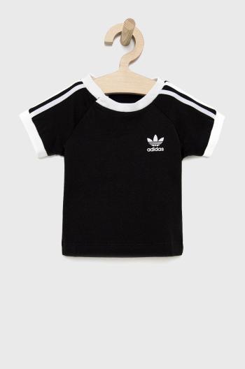 Dětské tričko adidas Originals H35545 černá barva, s aplikací
