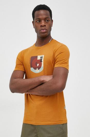 Bavlněné tričko G-Star Raw hnědá barva, s potiskem