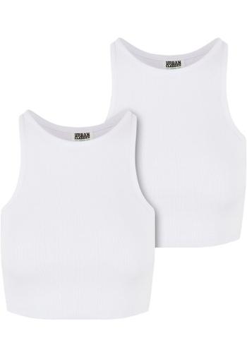 Urban Classics Ladies Organic Cropped Rib Top 2-Pack white/white - 4XL