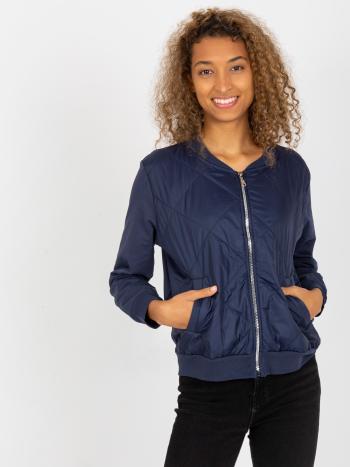 TMAVĚ MODRÁ BOMBER MIKINA BEZ KAPUCE -RV-BL-8225.88-DARK BLUE Velikost: L/XL