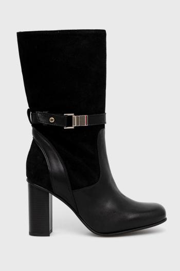 Kožené kotníkové boty Tommy Hilfiger dámské, černá barva, na podpatku