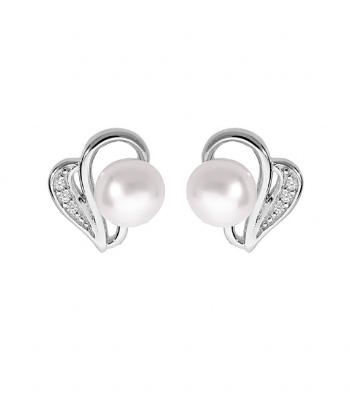 Brilio Silver Romantické stříbrné náušnice s pravými perlami SE05928A