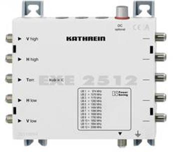 Kaskádový rozdělovač pro satelitní signál (Unicable) Kathrein EXE 2512 Vstupy (vícenásobný spínač): 5 (4 SAT/1 terestrický) Počet účastníků: 12