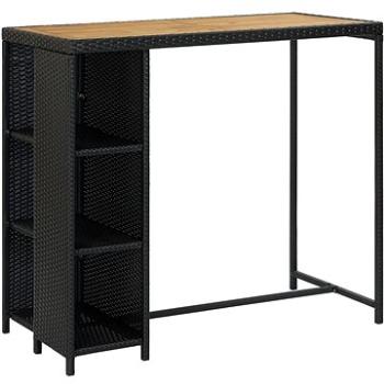 Barový stolek s úložným regálem černý 120x60x110 cm polyratan (313478)