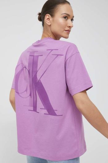 Bavlněné tričko Calvin Klein Jeans fialová barva