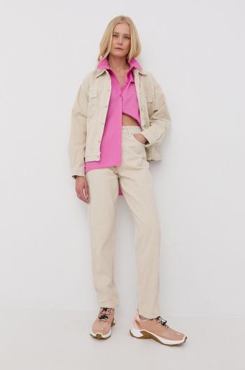 Džínová bunda Gestuz dámská, béžová barva, přechodná, oversize