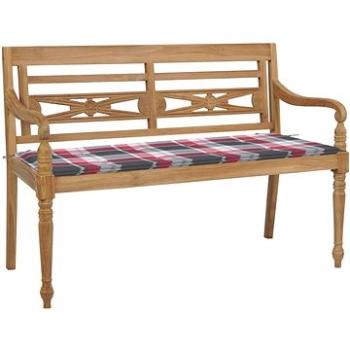 SHUMEE Lavice Batavia červená károvaná poduška 120 cm teak 3062167 (3062167)