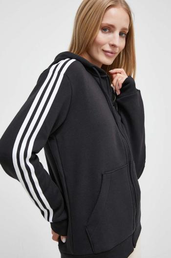 Mikina adidas dámská, černá barva, s kapucí, s aplikací, HZ5743