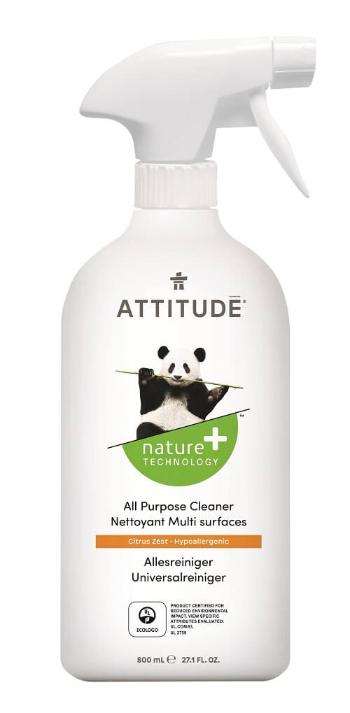 Attitude Univerzální čistič Nature+ s vůní citronové kůry s rozprašovačem 800 ml