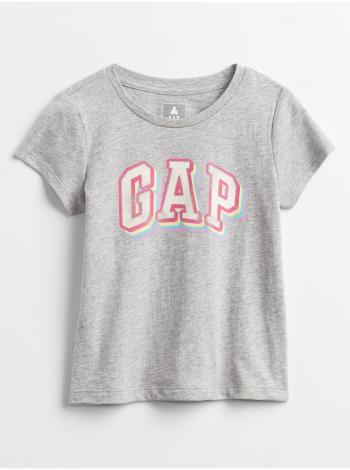 Šedé holčičí dětské tričko GAP Logo v-sp ss ptf gr t logo