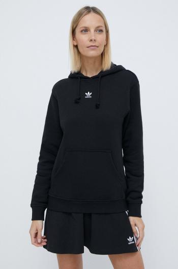 Bavlněná mikina adidas Originals dámská, černá barva, s kapucí, hladká