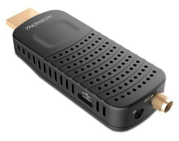 THOMSON DVB-T/T2 tuner HDMI stick THT 82/ Full HD/ H.265/HEVC/ externí anténa/ EPG/ PVR/ HDMI/ USB/ micro USB/ IR/ černý, THT82