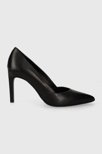 Kožené lodičky Calvin Klein HEEL PUMP 90 LEATHER černá barva, HW0HW01928