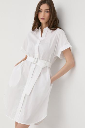 Šaty Boss bílá barva, mini, jednoduchý