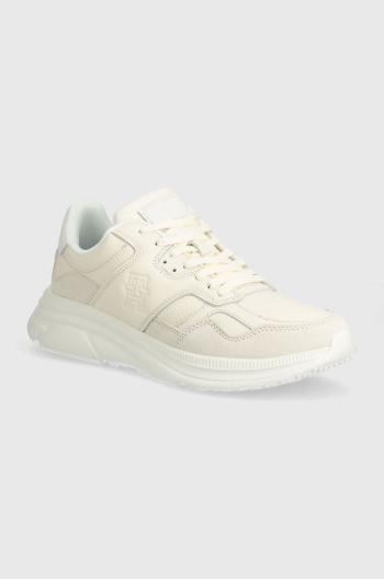 Kožené sneakers boty Tommy Hilfiger MODERN RUNNER BEST LTH MIX béžová barva, FM0FM04938