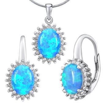 Silvego stříbrný opálový set šperků Oriana náušnice a přívěsek LPSPS1368B