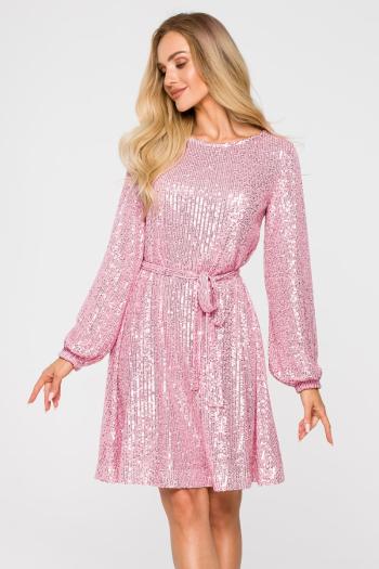 Světle růžové třpytivé šaty M715