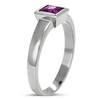 Šperky4U Ocelový prsten s fialovým zirkonem - velikost 55 - OPR1620-55