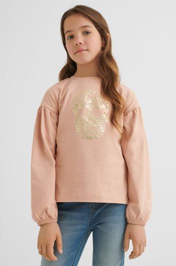Dětská bavlněná košile s dlouhým rukávem Mayoral růžová barva