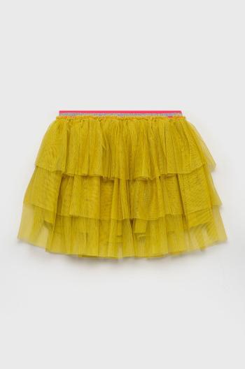 Dětská sukně United Colors of Benetton žlutá barva, mini, áčková