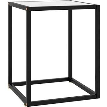 Čajový stolek černý s bílým mramorovým sklem 40 × 40 × 50 cm (322909)