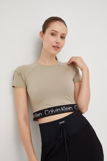 Tréninkové tričko Calvin Klein Performance Active Icon béžová barva
