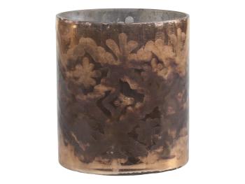 Mocca antik skleněný svícen na čajovou svíčku Grindi - Ø 10*12 cm 74124-20