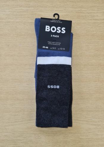 PÁNSKÉ PONOŽKY BOSS 50478357 2PACK Modrá 39/42