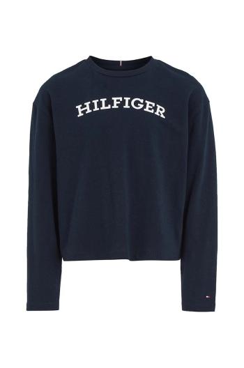 Dětské bavlněné tričko s dlouhým rukávem Tommy Hilfiger tmavomodrá barva