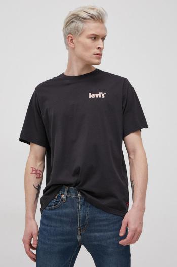 Bavlněné tričko Levi's černá barva, hladké