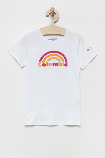Dětské bavlněné tričko Columbia bílá barva