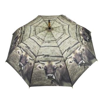 Šedý deštník s motivem švýcarské krávy - 105*105*88cm BBPHZK