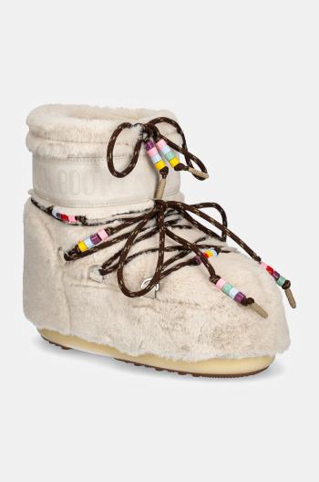 Sněhule Moon Boot MB ICON LOW FAUX FUR BEADS béžová barva, 80D1409470 L002