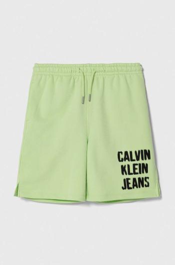 Dětské kraťasy Calvin Klein Jeans zelená barva, nastavitelný pas