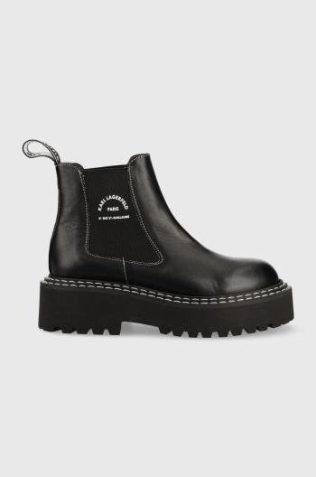 Kožené kotníkové boty Karl Lagerfeld Patrol Ii dámské, černá barva, na plochém podpatku