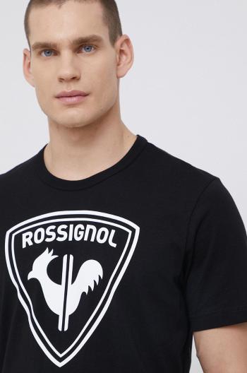 Bavlněné tričko Rossignol černá barva, s potiskem